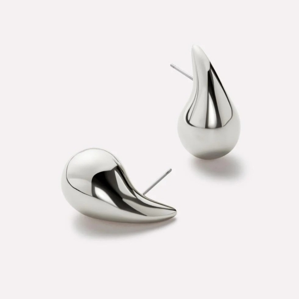 Chunky Silver Bottega Style Teardrop Earrings